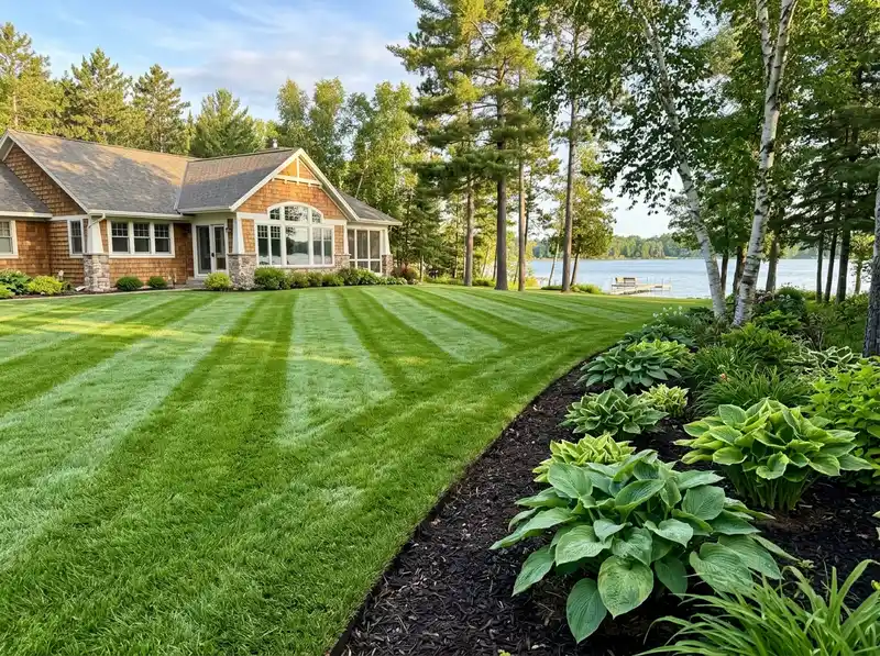 Immaculate lawn mowing stripes and landscaping in Detroit Lakes, MN Immaculate lawn mowing stripes and landscaping in Detroit Lakes, MN