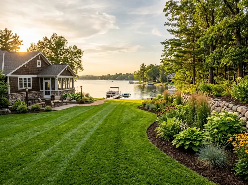 Premium residential landscaping and manicured lawn in Detroit Lakes, Minnesota