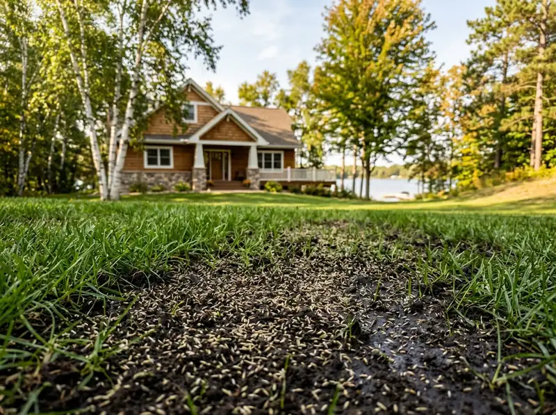 Late summer lawn overseeding and landscaping in Detroit Lakes, MN