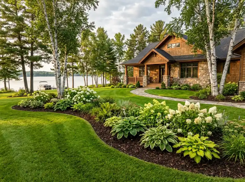 Professional landscaping and lush green lawn in Detroit Lakes by Chips Clips