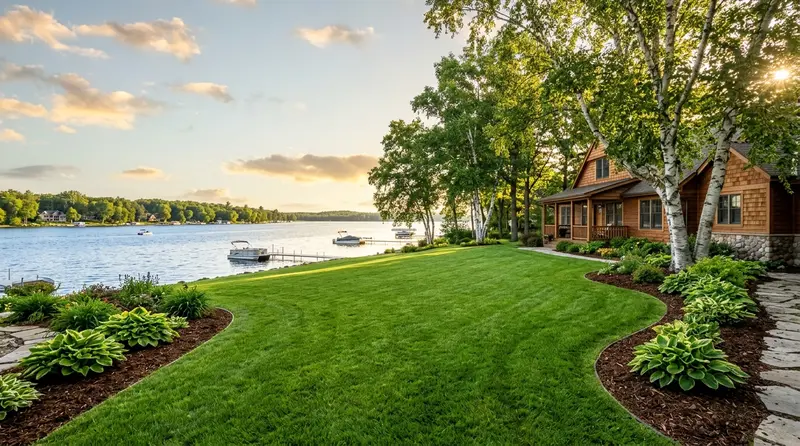 Lush lakeside landscaping and restored green lawn in Lake Park by Chips Clips Lush lakeside landscaping and restored green lawn in Lake Park by Chips Clips
